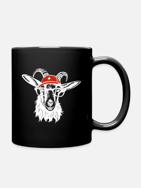 Switzerland billy goat white - Full Colour Mug - black