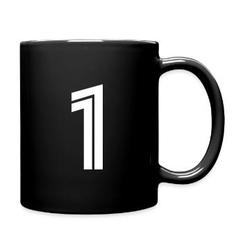 Trikotnummer 1 – Geschenk zum 1-jährigen Jubiläum - Tasse einfarbig - Schwarz - Rechts