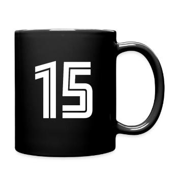 Jersey number 15 – 15th anniversary gift - Full Colour Mug - black - Right