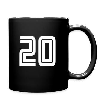 Trikotnummer 20 – Geschenk zum 20-jährigen Jubiläum - Tasse einfarbig - Schwarz - Rechts