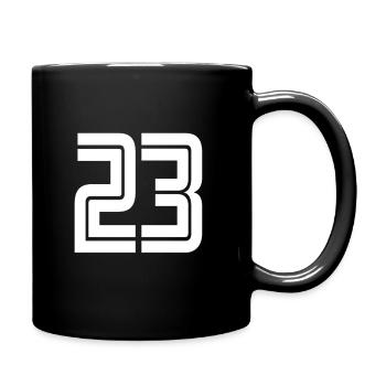 Trikotnummer 23 – Geschenk zum 23-jährigen Jubiläum - Tasse einfarbig - Schwarz - Rechts