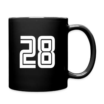 Trikotnummer 28 – Geschenk zum 28-jährigen Jubiläum - Tasse einfarbig - Schwarz - Rechts