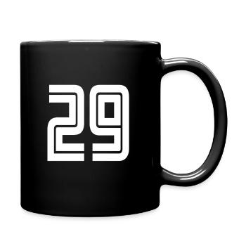 Trikotnummer 29 – Geschenk zum 29-jährigen Jubiläum - Tasse einfarbig - Schwarz - Rechts