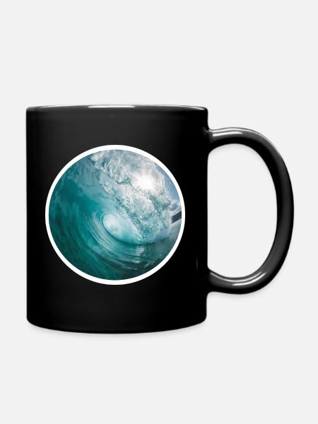 Wave Motion Sea Art - Full Colour Mug - black