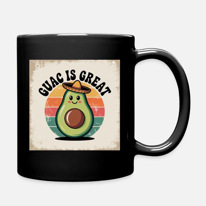Lustige Avocado mit mexikanischem Hut - Tasse einfarbig - Schwarz