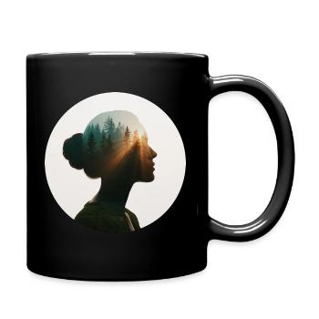 Nature-loving female motif - Full Colour Mug - black - Right