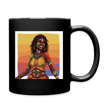 Cultural and Colorful Afro Africa Girl - Full Colour Mug - black - Right