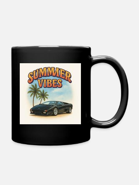 Summer Vibes - Voitures de sport et palmiers - Mug uni - noir