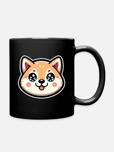 Chibi Joy Dog with Star Eyes - Full Colour Mug - black