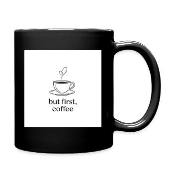 Minimalistischer Kaffee mit Herz - Tasse einfarbig - Schwarz - Rechts