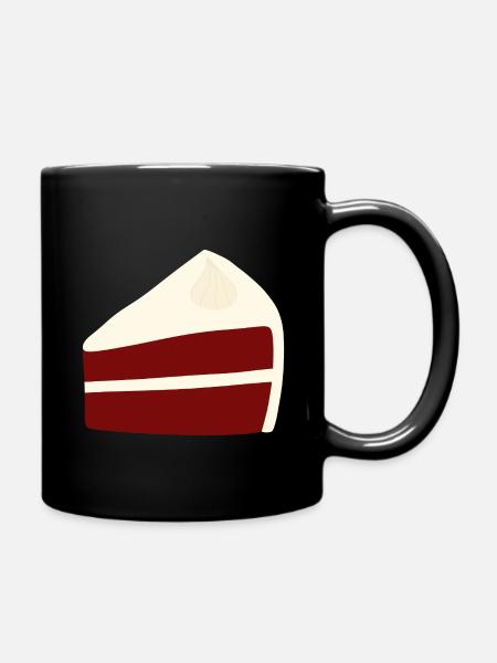Whimsical Red Velvet Cake Illustration - Full Colour Mug - black