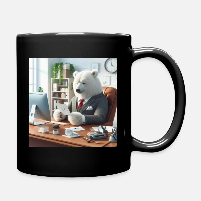Bär im schicken Business-Anzug - Tasse einfarbig - Schwarz