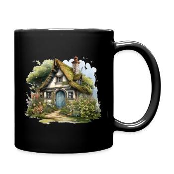 Märchenhaftes Cottage mit Wildgarten - Tasse einfarbig - Schwarz - Rechts