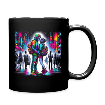 Vibrant Neon City Couple - Full Colour Mug - black - Right