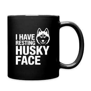 Ruhendes Husky-Gesicht Lustiges Hundezitat - Tasse einfarbig - Schwarz - Rechts