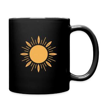 Sonnensymbol mit stilvollem Gold-Design - Tasse einfarbig - Schwarz - Rechts