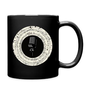 Mikrofon Musiknoten Kunst - Tasse einfarbig - Schwarz - Rechts