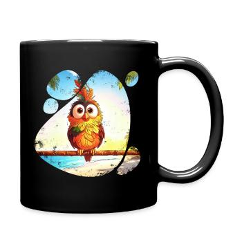 Einsamer tropischer Vogel Bunte Illustration - Tasse einfarbig - Schwarz - Rechts
