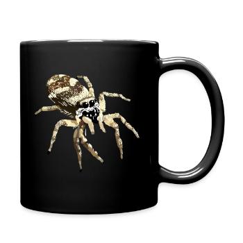 Realistische Springspinne Illustration Natur - Tasse einfarbig - Schwarz - Rechts