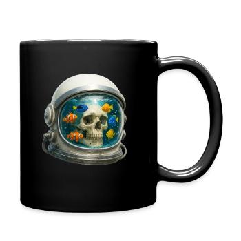 Astronaut Helmet Fish Tank Art with Fishes - Full Colour Mug - black - Right