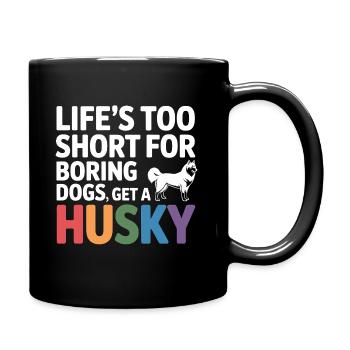 Lustiges Husky-Shirt für Hund - Tasse einfarbig - Schwarz - Rechts