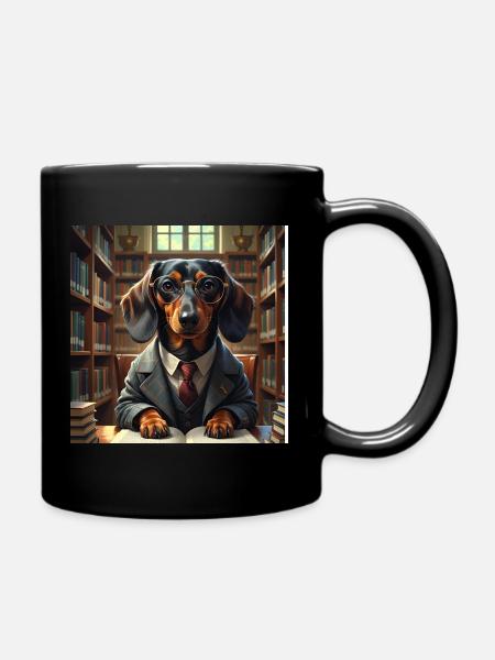 School Detective Dog Detective - Full Colour Mug - black