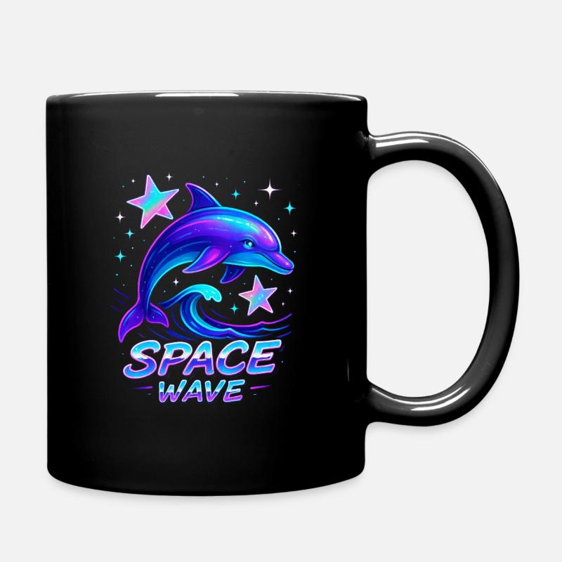 Neon Space Wave Delphin Design - Tasse einfarbig - Schwarz