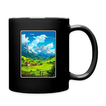 Sexten Dolomites Italy Alpine Village Scene - Full Colour Mug - black - Right