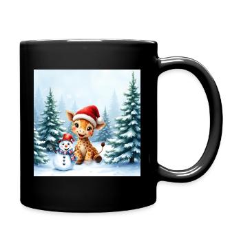 Girafe de Noël dans le paysage d’hiver - Mug uni - noir - Droite