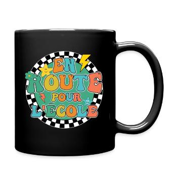 Auf dem Weg zur Schule, zurück in die Schule, Geschenk - Tasse einfarbig - Schwarz - Rechts