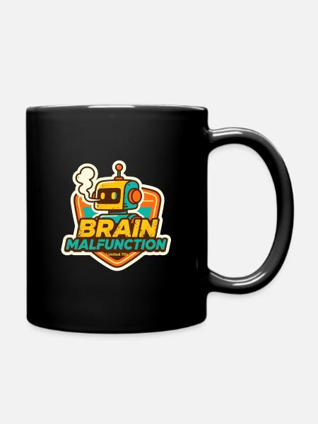 Brain Malfunction Retro Robot Design - Full Colour Mug - black