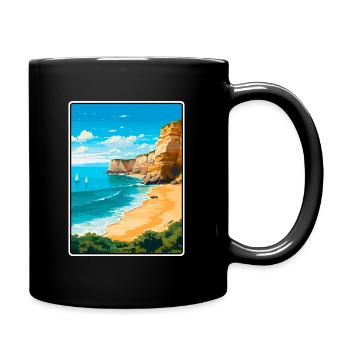 Algarve Portugal Vintage-Reiseplakat Stadtlandschaft - Tasse einfarbig - Schwarz - Rechts