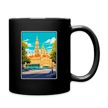 Vienna Austria Vintage Cityscape Art Illustration - Full Colour Mug - black - Right