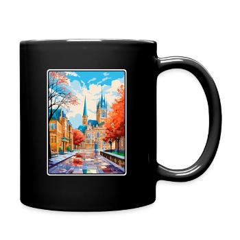 Maastricht Niederlande Herbstliche Domstraße - Tasse einfarbig - Schwarz - Rechts