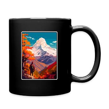 Poon Hill Nepal Vintage-Reiseplakat Stadtbild - Tasse einfarbig - Schwarz - Rechts