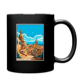 Valletta Malta Vintage-Reiseplakat Cityscape WPA - Tasse einfarbig - Schwarz - Rechts