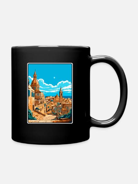 Valletta Malta Vintage-Reiseplakat Cityscape WPA - Tasse einfarbig - Schwarz