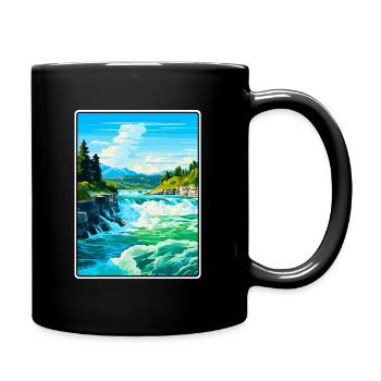 Rheinfälle, Schweiz Reiseplakat Stadtbild - Tasse einfarbig - Schwarz - Rechts