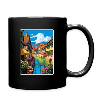 Colmar, Frankreich, Vintage-Reiseplakat Cityscape WPA - Tasse einfarbig - Schwarz - Rechts