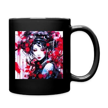 Rot gespritztes futuristisches Porträt - Tasse einfarbig - Schwarz - Rechts