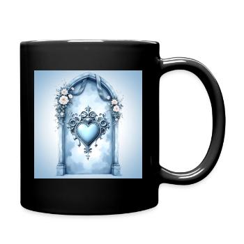 Cadre décoratif en forme de cœur de style baroque bleu - Mug uni - noir - Droite