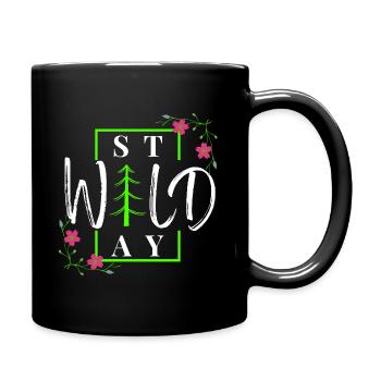 Restez sauvage - Forêt hivernale rustique - Mug uni - noir - Droite