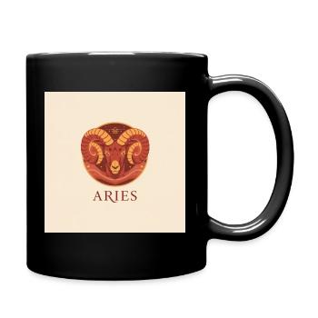 Tierkreiszeichen Design Widder mit Widderkopf - Tasse einfarbig - Schwarz - Rechts