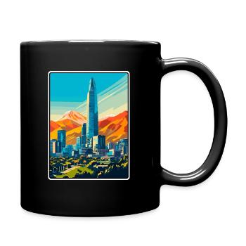 Santiago Chile Vintage-Reiseplakat Cityscape WPA - Tasse einfarbig - Schwarz - Rechts
