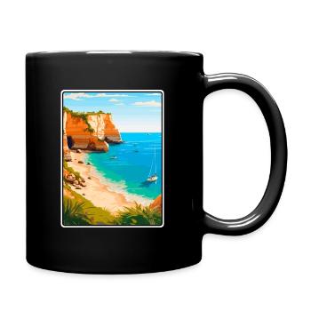 Algarve Portugal Vintage-Reiseplakat Stadtlandschaft - Tasse einfarbig - Schwarz - Rechts