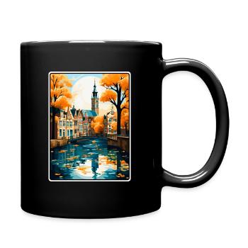 Gouda, paysage urbain de voyage vintage aux Pays-Bas - Mug uni - noir - Droite