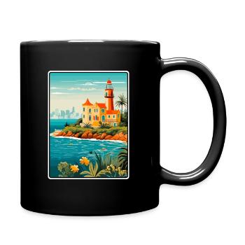 Cascais Portugal Vintage Travel Poster Cityscape - Full Colour Mug - black - Right