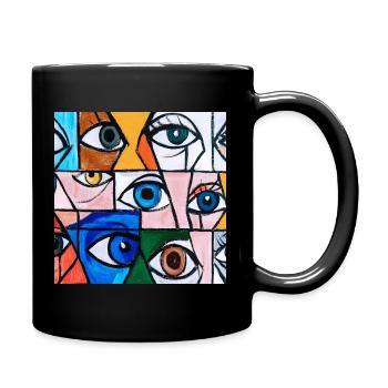 Abstract Expression of Multicolored Eyes - Full Colour Mug - black - Right