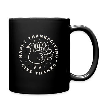 Frohes Erntedankfest Danke geben Grüße Truthahn - Tasse einfarbig - Schwarz - Rechts