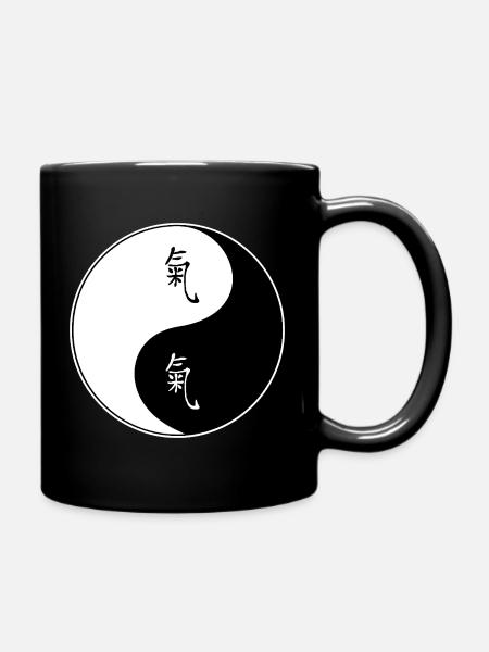 Yin Yang Symbol with Chinese Characters - Full Colour Mug - black